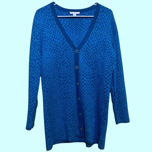 Izzac Mizrahi LIVE! Animal Print Blue Sweater Size Small - Picture 1 of 7